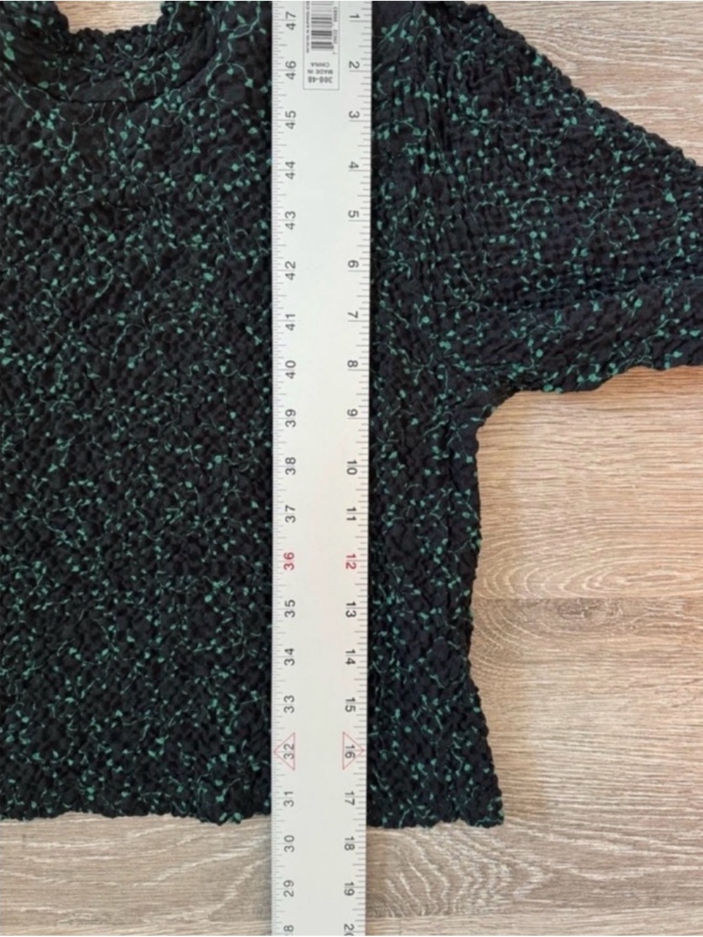 Zara Textured Floral Blouse Puff Sleeve Open Back Top Black Green Size S - Picture 6 of 9